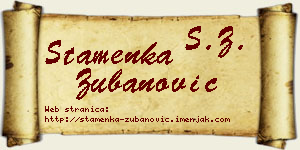 Stamenka Zubanović vizit kartica